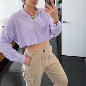 NIA cropped purple sweatshirt zipup